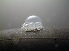 latex sealant bubbles through a punctured innertube